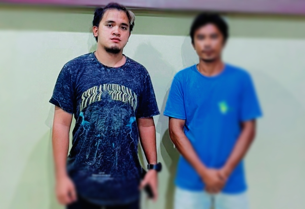 (Foto/Blur Terduga Pelaku KDRT inisial (RH) memakai kaos Biru)